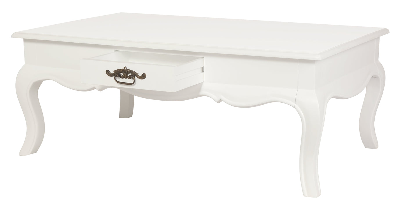 French Provincial 2 Drawer Coffee Table (White)