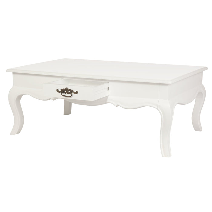 French Provincial 2 Drawer Coffee Table (White)