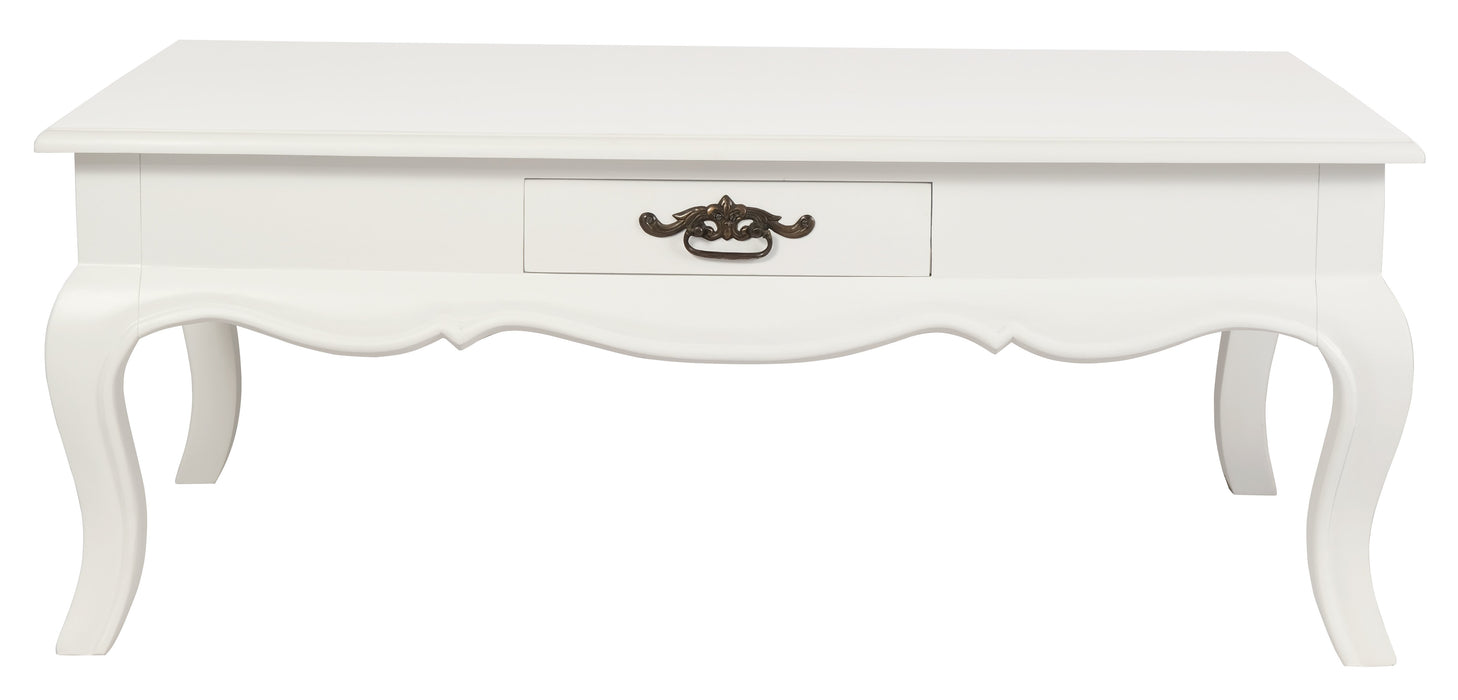French Provincial 2 Drawer Coffee Table (White)