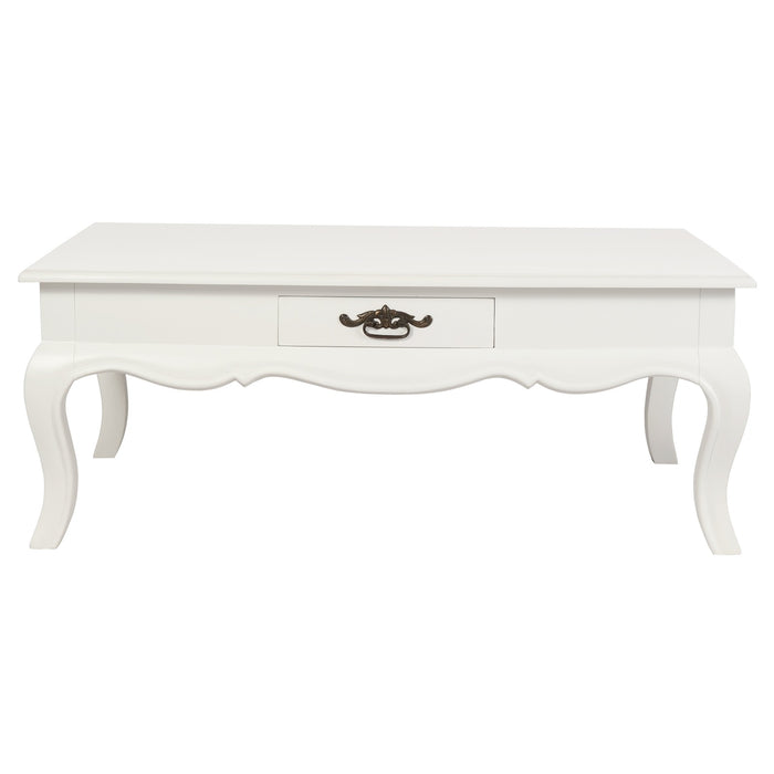 French Provincial 2 Drawer Coffee Table (White)
