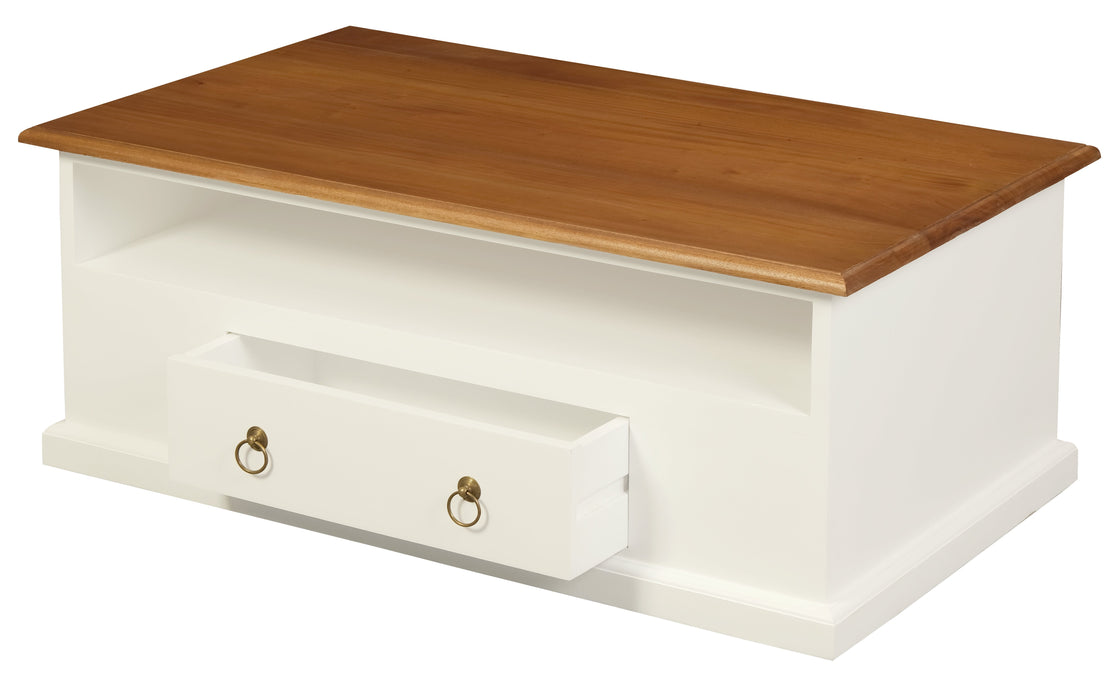Tasmania 2 Drawer Coffee Table (White Caramel)