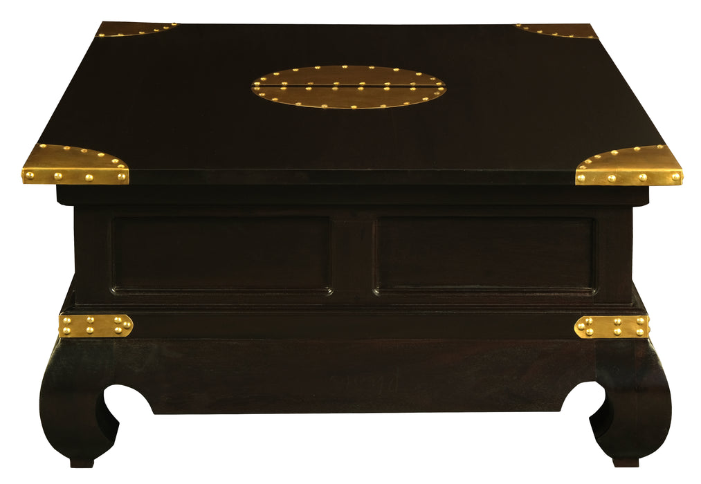Dynasty Brass Accent 4 Drawer Coffee Table 100 x 80 cm (Chocolate)