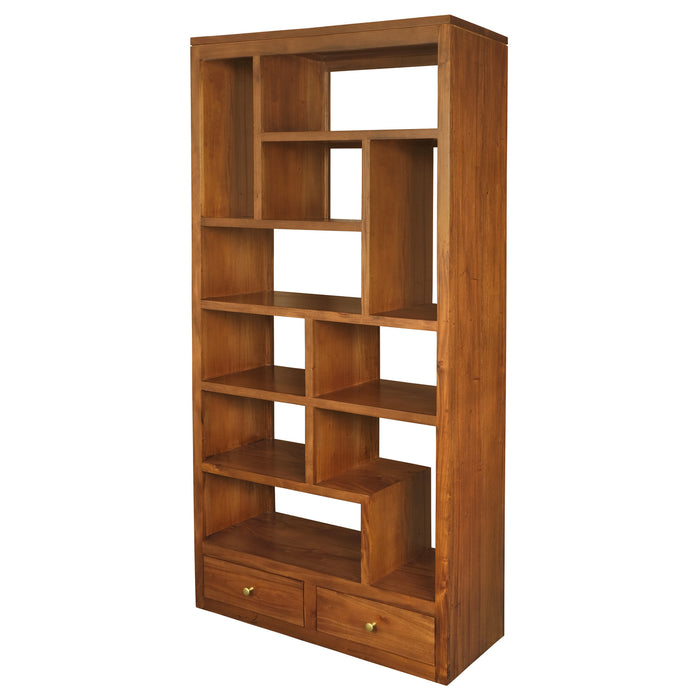 Amsterdam 2 Drawer Display Shelf (Light Pecan)