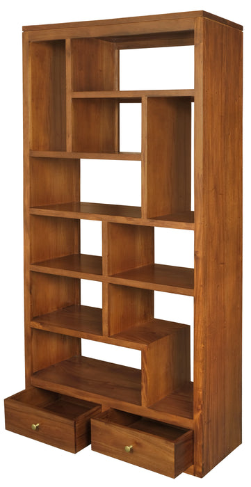 Amsterdam 2 Drawer Display Shelf (Light Pecan)