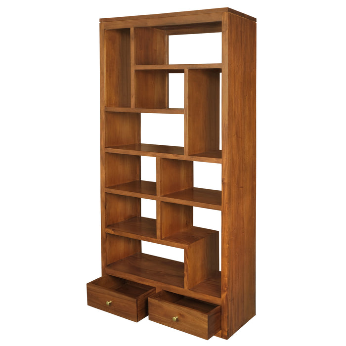 Amsterdam 2 Drawer Display Shelf (Light Pecan)