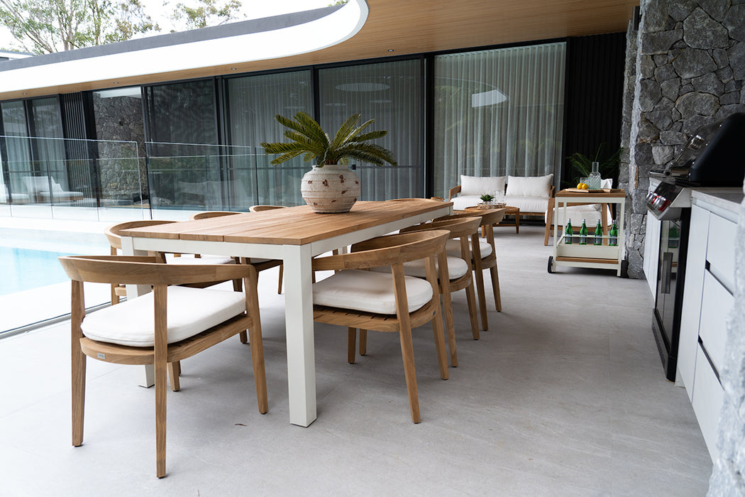 Carmel Outdoor Extension Table - White frame - 2.1m Plus