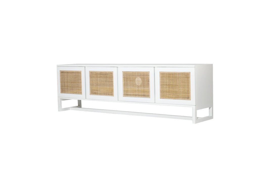 Clovelly Entertainment Unit - Four Door - White - White 200cm