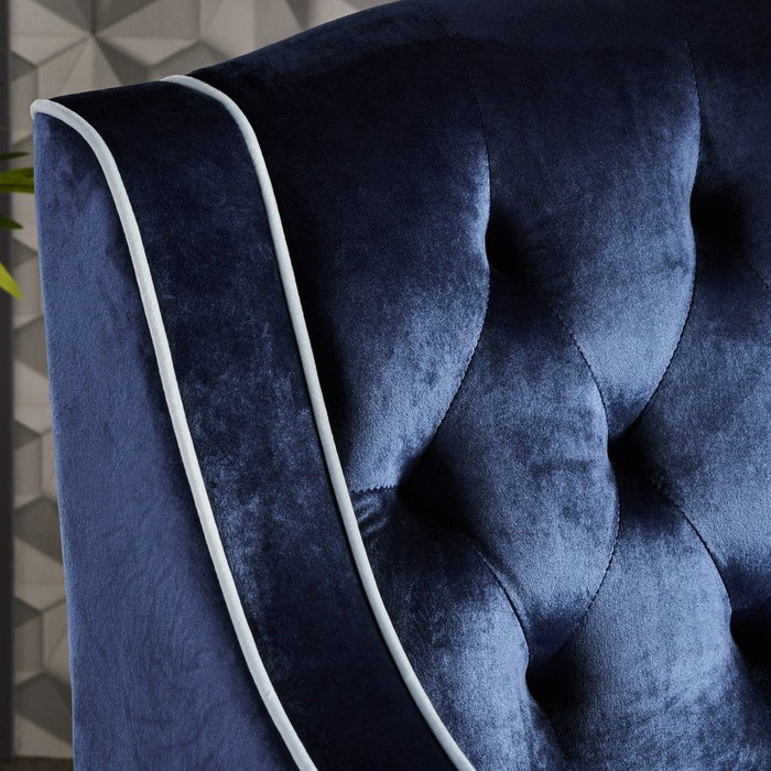 Lara Two Tone Tufted Cobalt New Velvet Club Armchair
