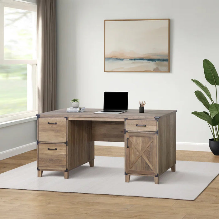 Oxford Executive Desk In Rustic Oak