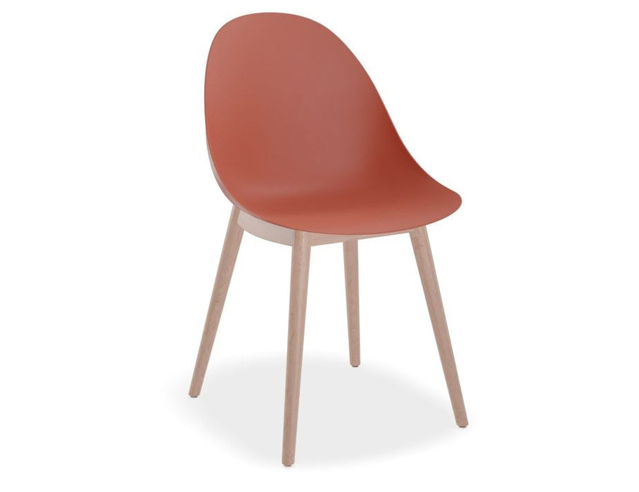 Pebble Chair Coral with Shell Seat - Natural Beechwood Base