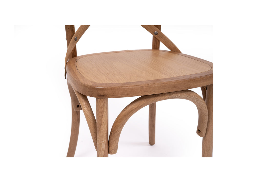 Cross Back Dining Chair - Natural Oak - Timber Seat