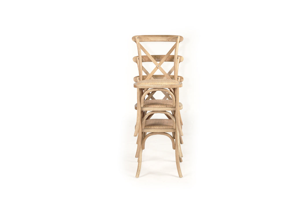 Stackable Cross Back Dining Chair - Natural Oak