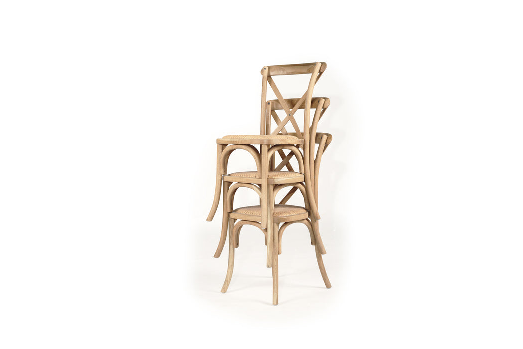 Stackable Cross Back Dining Chair - Natural Oak