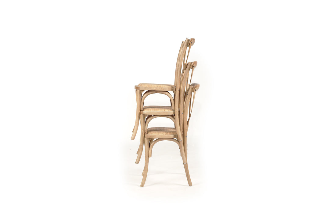 Stackable Cross Back Dining Chair - Natural Oak