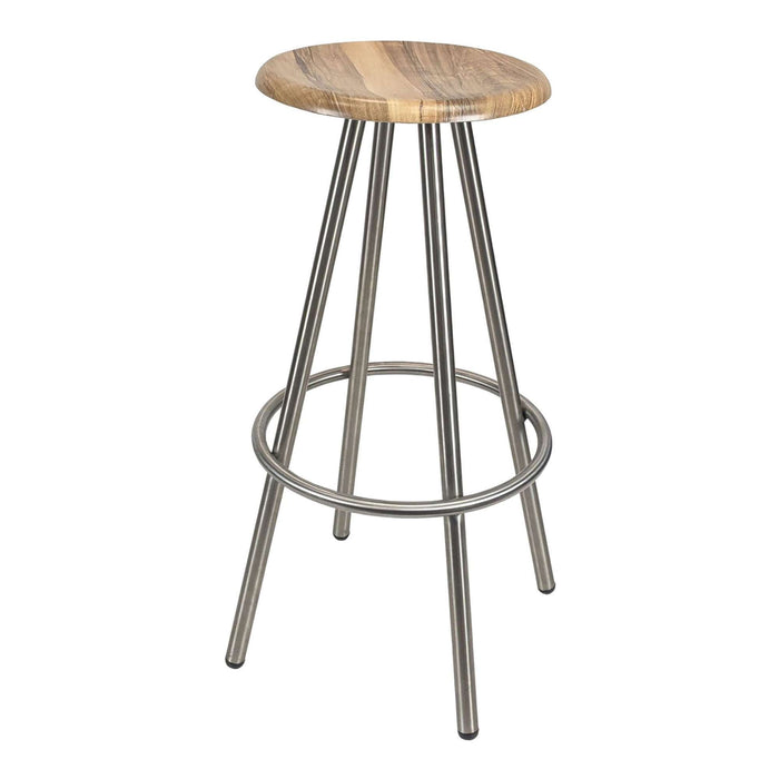 Cruza Stainless Steel Stool with Gentas Black Stool Top