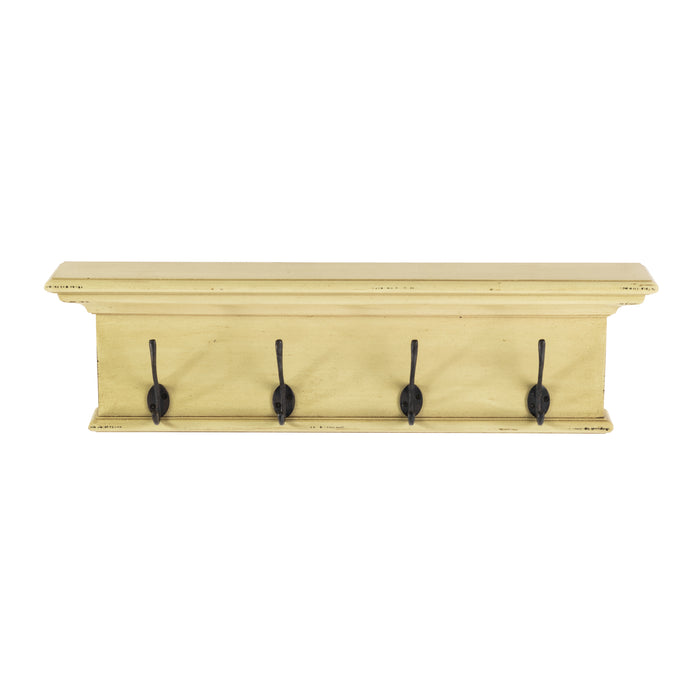 Novasolo Halifax 4 Hook Coat Rack - Yellow Brown Antique