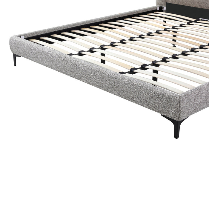 CBD8393-YO Fabric King Bed Frame - Olive Brown Boucle