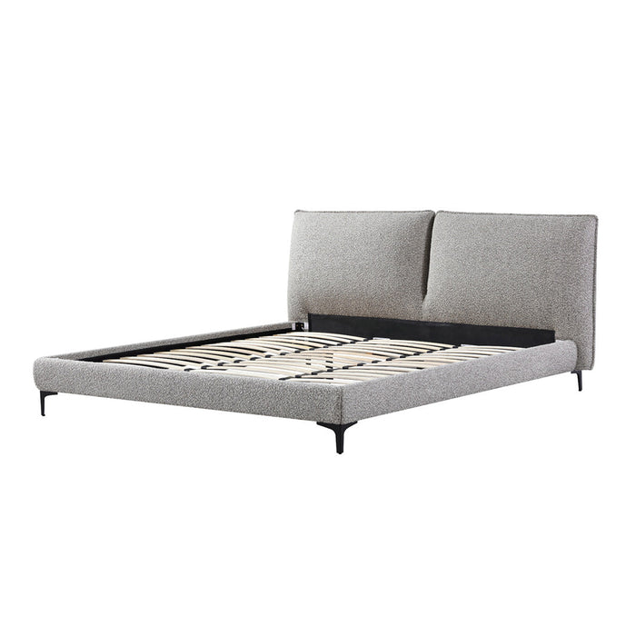 CBD8393-YO Fabric King Bed Frame - Olive Brown Boucle