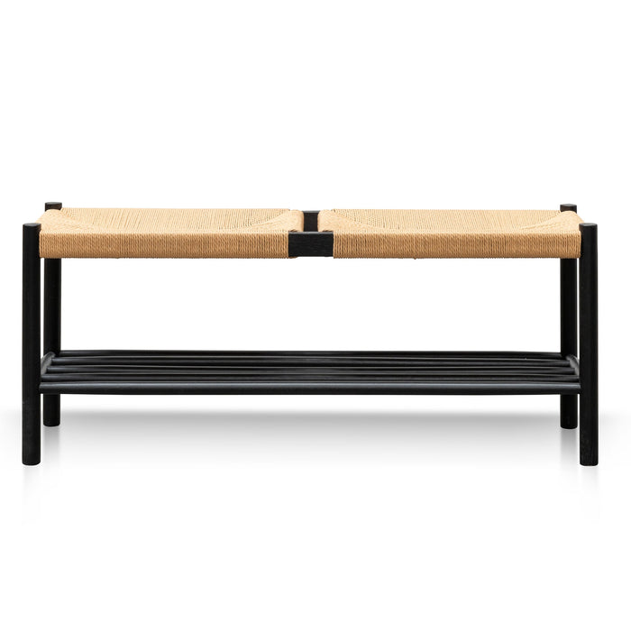 CDB2975-OW 110cm Black Oak Bench - Natural Seat