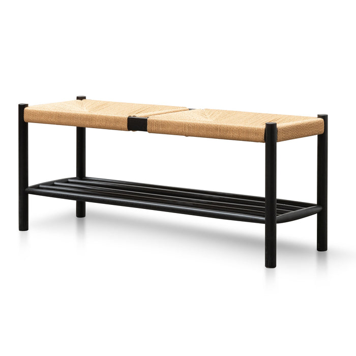 CDB2975-OW 110cm Black Oak Bench - Natural Seat