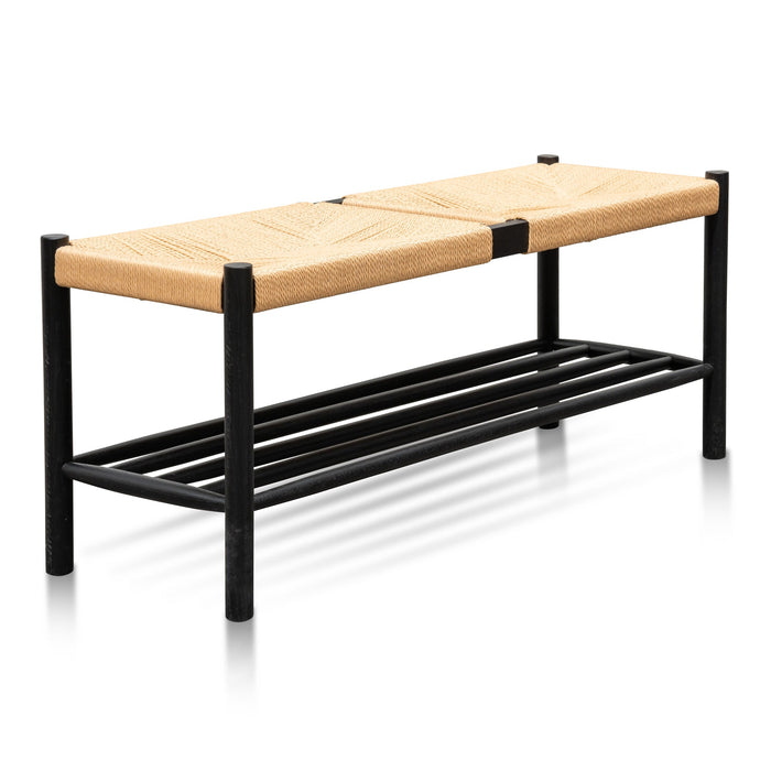 CDB2975-OW 110cm Black Oak Bench - Natural Seat