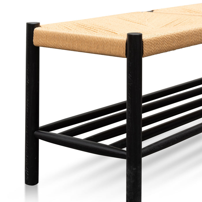 CDB2975-OW 110cm Black Oak Bench - Natural Seat