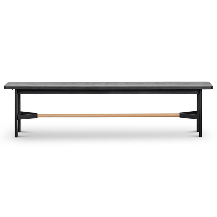 CDB8175-KD 1.8m Black Wooden Bench - Natural Footrest