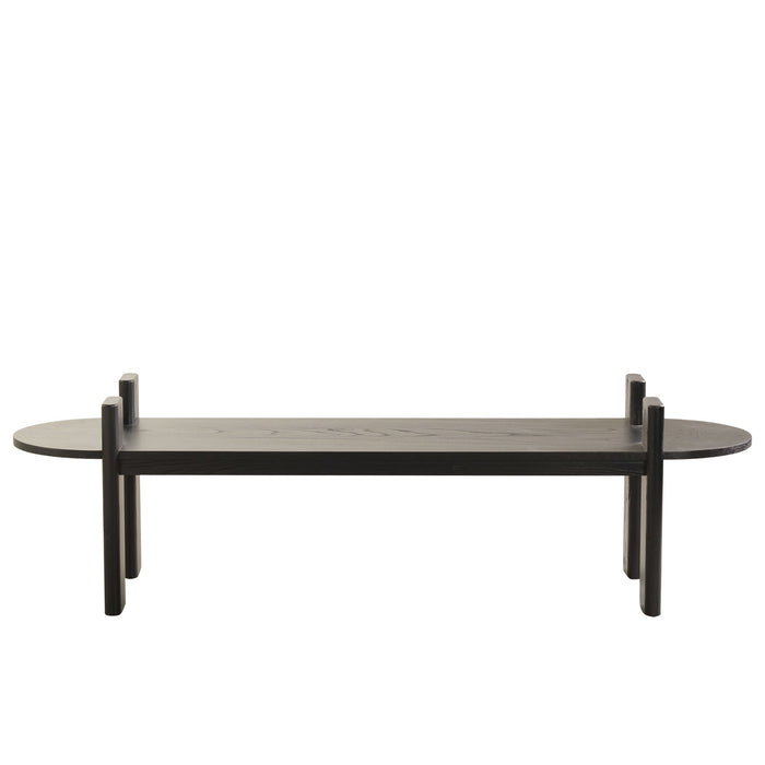 CDB8664-NI 1.6m Black Elm Bench - Natural Linen