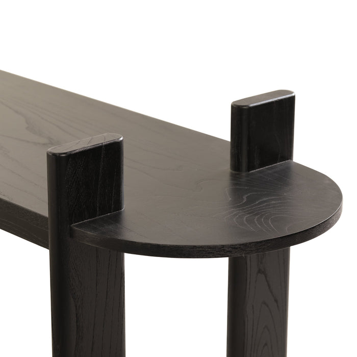 CDB8664-NI 1.6m Black Elm Bench - Natural Linen