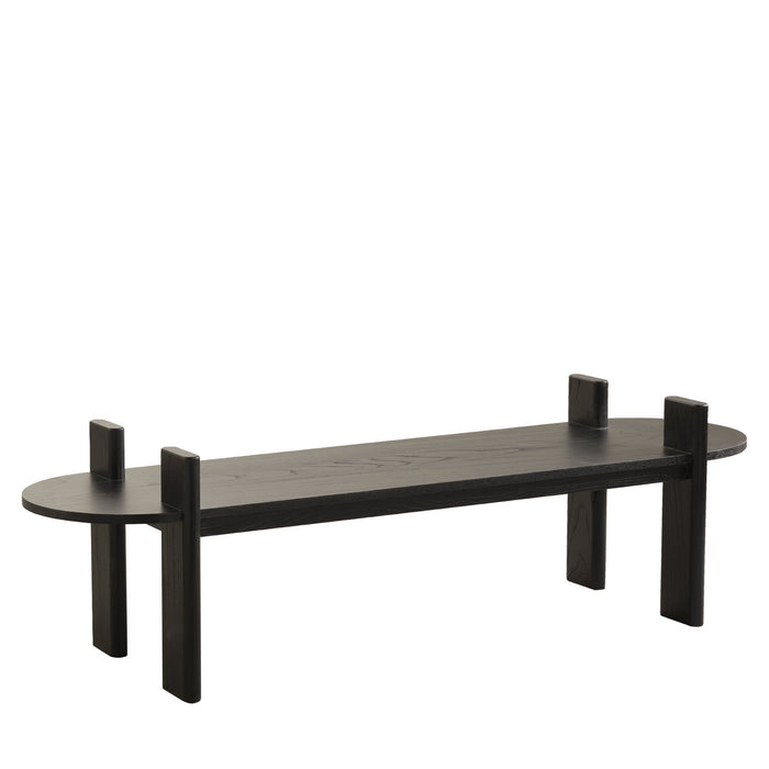 CDB8664-NI 1.6m Black Elm Bench - Natural Linen