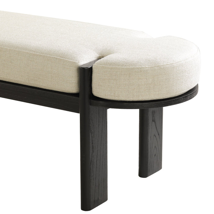 CDB8664-NI 1.6m Black Elm Bench - Natural Linen