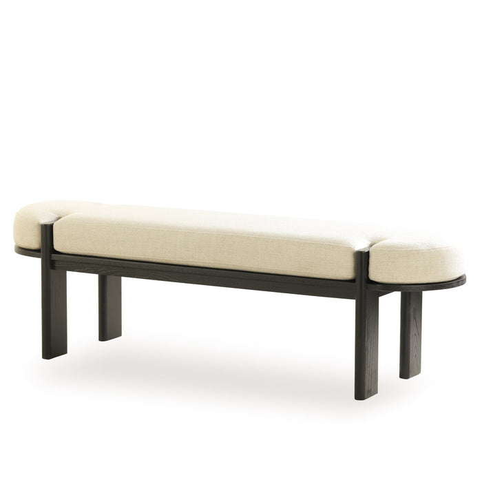 CDB8664-NI 1.6m Black Elm Bench - Natural Linen