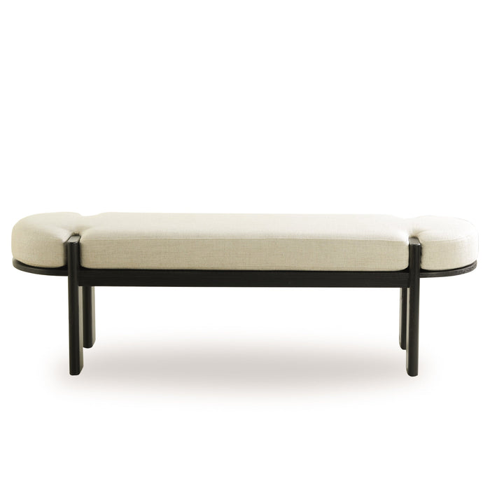 CDB8664-NI 1.6m Black Elm Bench - Natural Linen