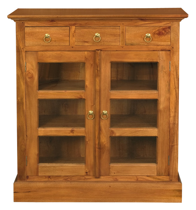 Tasmania 3 Drawer Small Display Cabinet (Light Pecan)