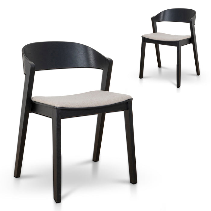 Set of 2 - CDC10054-SDx2 Black Dining Chair - Grey Seat