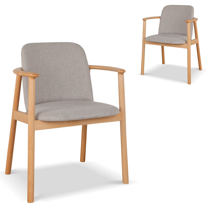 Set of 2 - CDC10055-SDx2 Natural Dining Armchair - Grey Seat