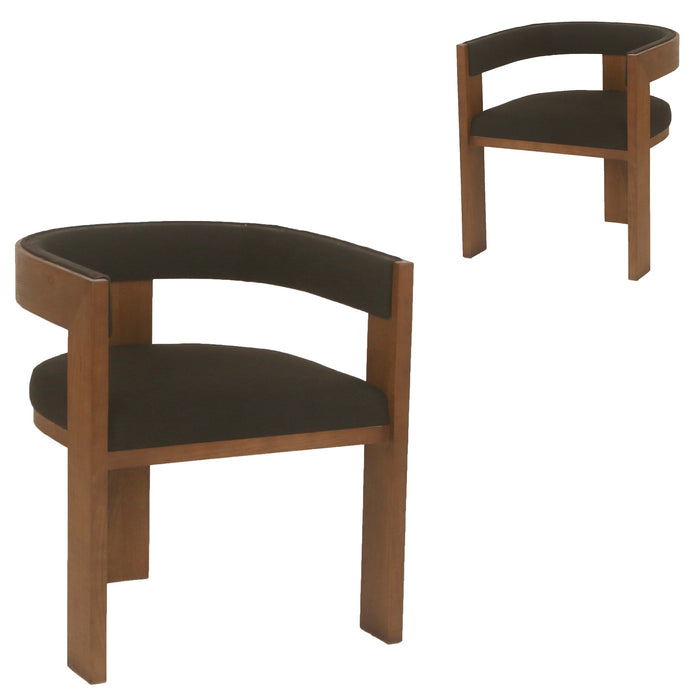 CDC10156-LJ Brown ELM Dining Chair - Black (Set of 2)