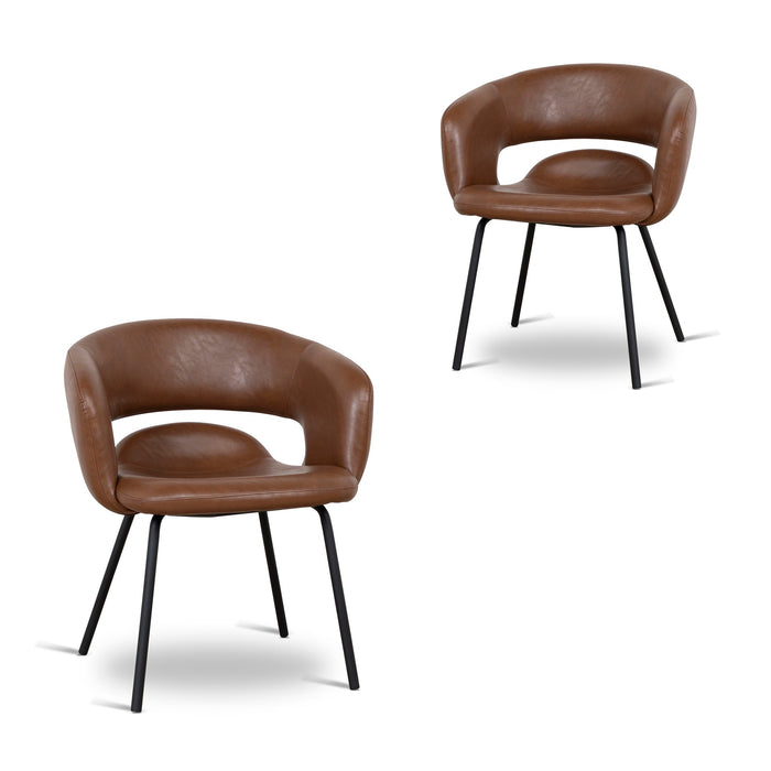 Set of 2 - Dalca Black Dining Chair - Antique Brown