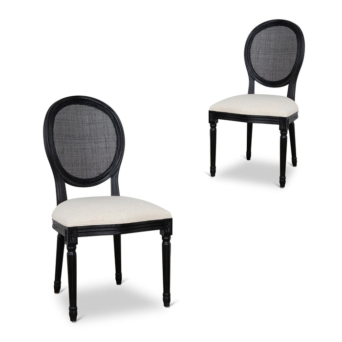 Lenora Black ELM Dining Chair - Dawn Beige (Set of 2)