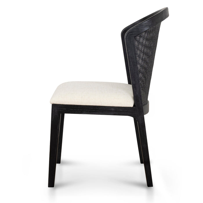 Set of 2 - Margie Black ELM Dining Chair - Dawn Beige