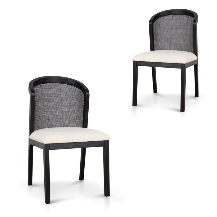 Set of 2 - Margie Black ELM Dining Chair - Dawn Beige