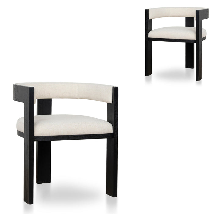 Set of 2 - Miles Black ELM Dining Chair - Dawn Beige