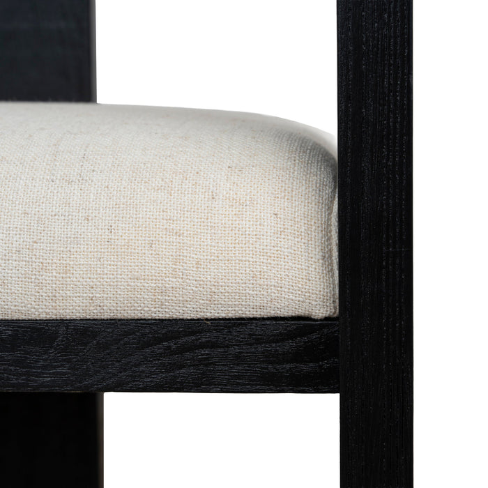 Set of 2 - Miles Black ELM Dining Chair - Dawn Beige
