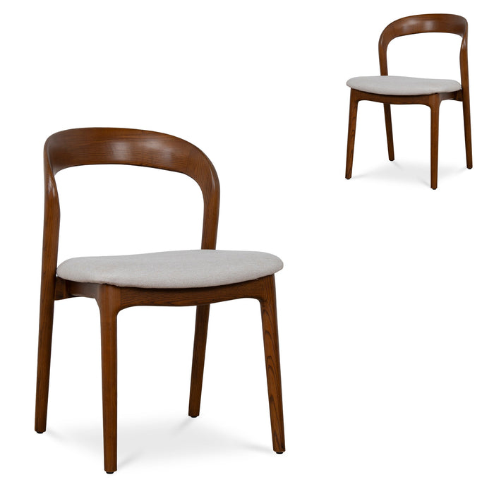 Set of 2 - Marlow Walnut Dining Chair - Naxos Beige