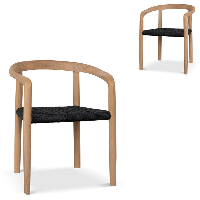 Set of 2 - Renley Natural Dining Chair - Naxos Charcoal Rope