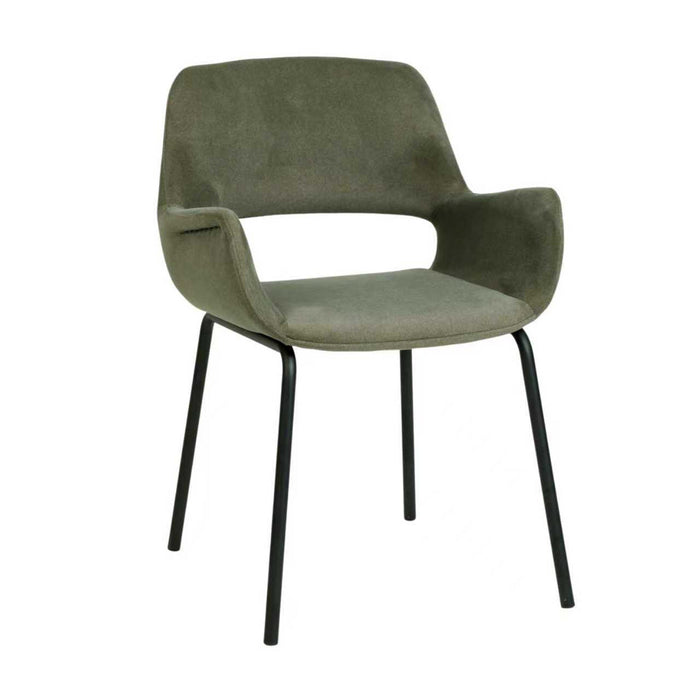 Set of 2 - Kendry Black Dining Chair - Dark Moss Green