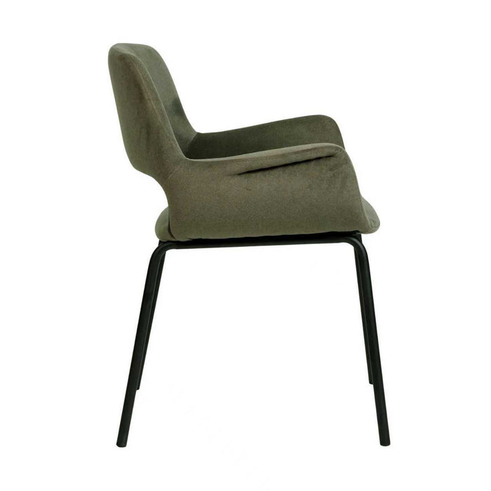 Set of 2 - Kendry Black Dining Chair - Dark Moss Green