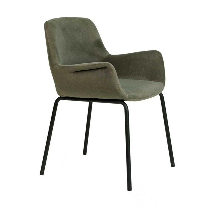 Set of 2 - Kendry Black Dining Chair - Dark Moss Green