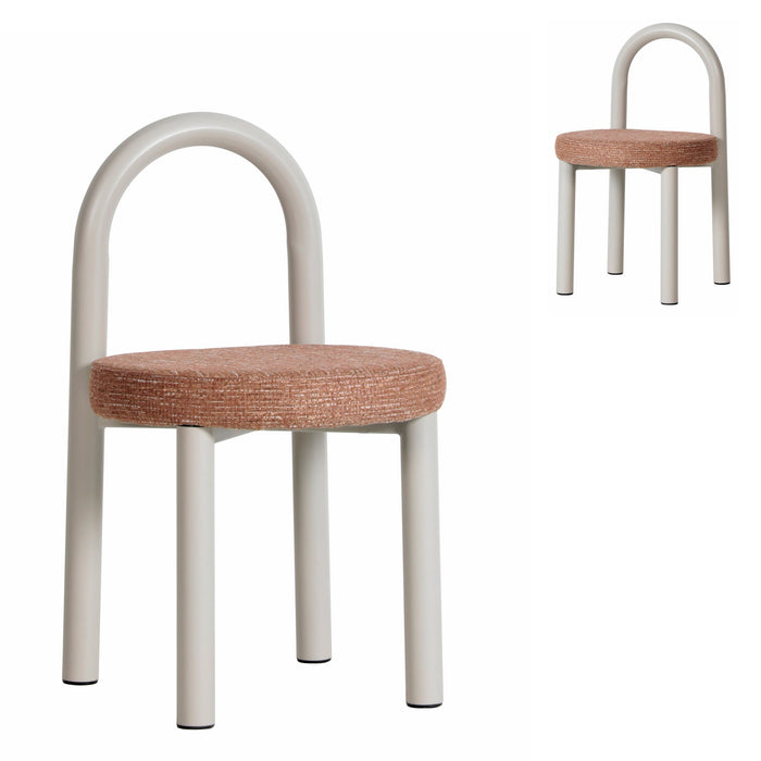 Set of 2 - Luzia Light Grey Dining Chair - Russet Brown