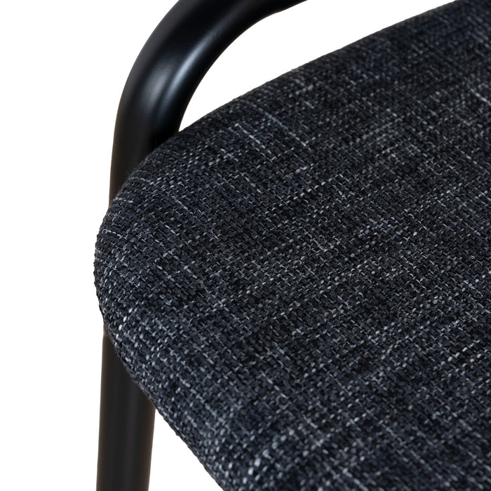 Set of 2 - Florine Fabric Dining Chair - Dark Grey with Rattan Back